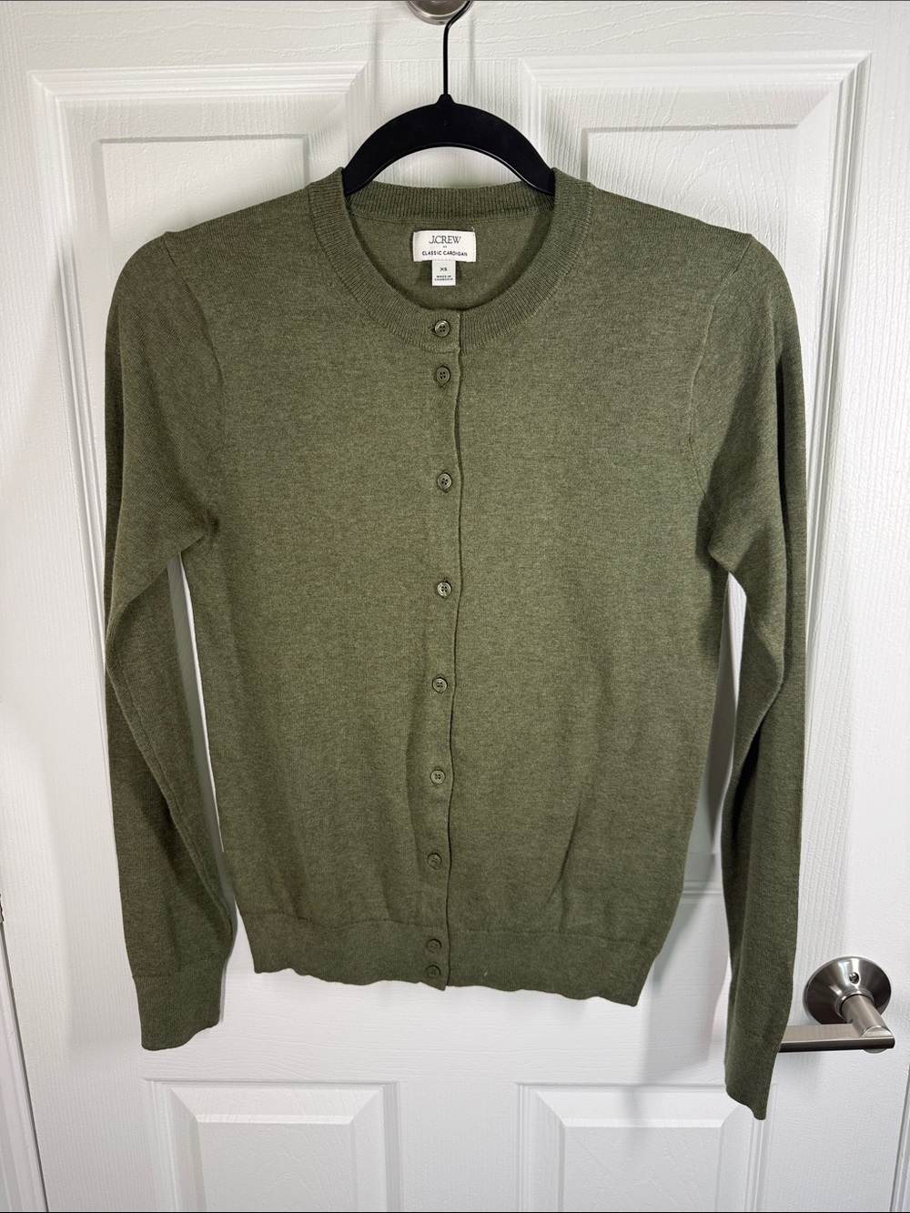 J crew classic cardigan in olive green size XS